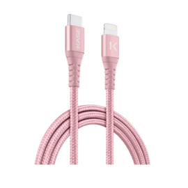 Câble USB-C vers Lightning certifié MFi Apple métallisé tressé Charge/sync (1M), Or Rose