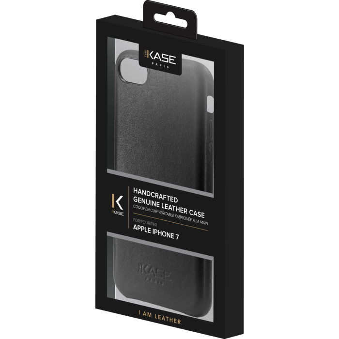 Coque en Cuir V&eacute;ritable Fabriqu&eacute;e &agrave; la Main&nbsp;pour Apple iPhone 7, Noir