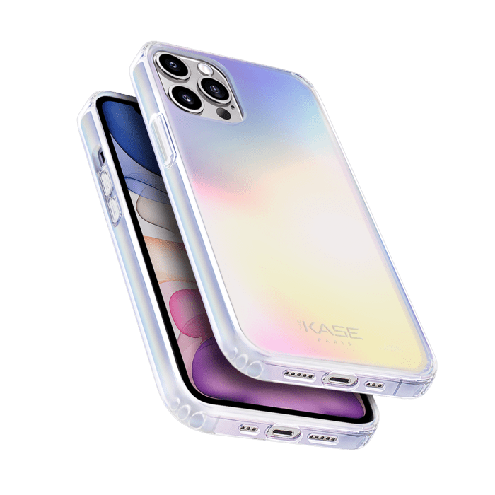 (O) Coque hybride invisible iridescente pour Apple iPhone 12/12Pro, Iridescente