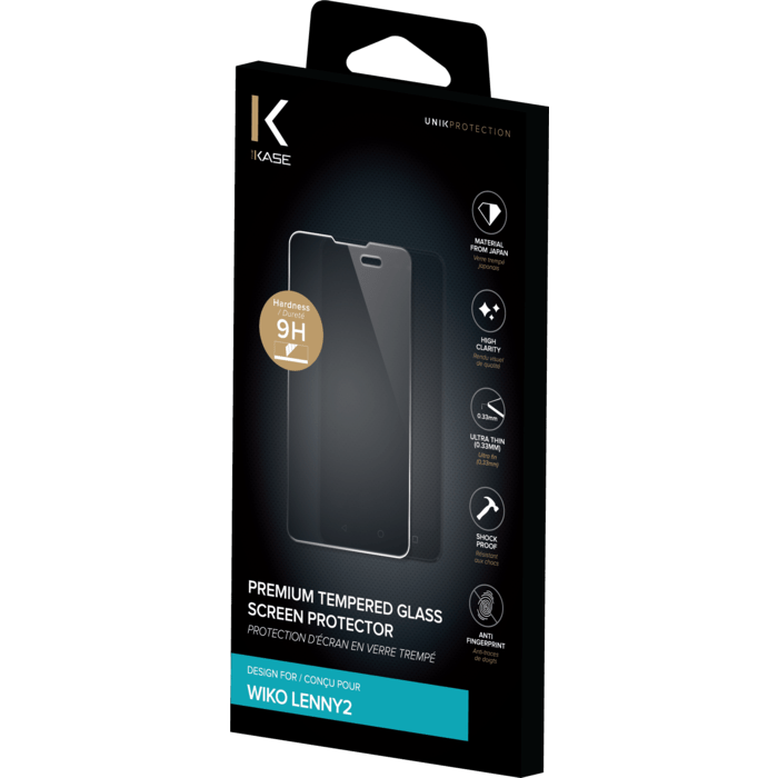 Protection d'&eacute;cran premium en verre tremp&eacute; pour Wiko Lenny2, Transparent