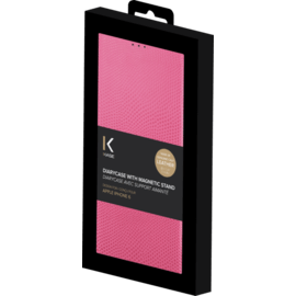 Diarycase Coque clapet en cuir véritable avec support aimanté pour Apple iPhone 6/6s, Rose Lézard