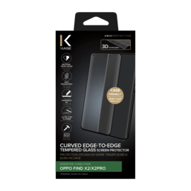 Protection d'&eacute;cran en verre tremp&eacute; Bord &agrave; Bord Incurv&eacute; pour OPPO Find X2/X2 Pro, Noir