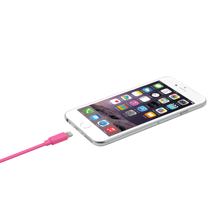 C&acirc;ble Lightning certifi&eacute; MFi Apple Charge/Sync (2M), Pink Bonbon