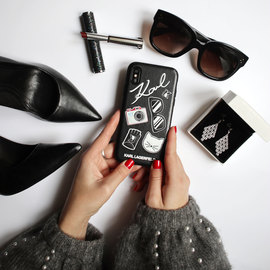 Karl Lagerfeld Pins Coque pour Apple iPhone X/XS, Noir