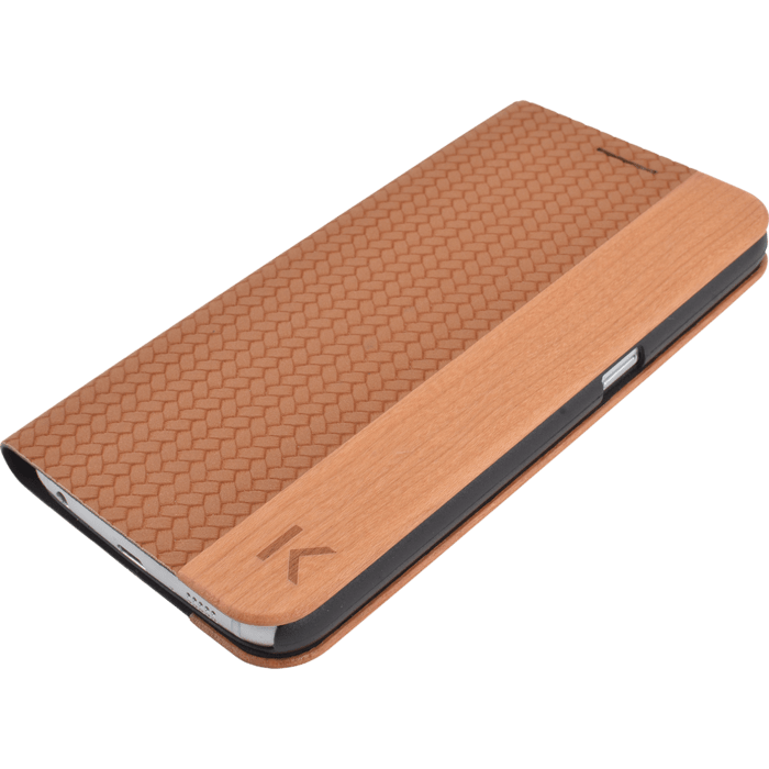 Coque Clapet pour Samsung Galaxy S6, Marron et Bois de cerisier naturel