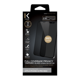 Protection d'&eacute;cran Priv&eacute;e en verre tremp&eacute; (100% de surface couverte) pour Apple iPhone 12 Pro Max, Noir