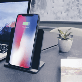 Support de recharge sans fil ultra fin en Aluminium (Charge rapide 15W) GEN 2.0, Noir de Jais