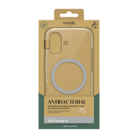 Coque antibact&eacute;rienne antichoc magn&eacute;tique invisible Fabriqu&eacute; Avec du 75% Plastique Recycl&eacute; pour Apple iPhone 16, Transparente