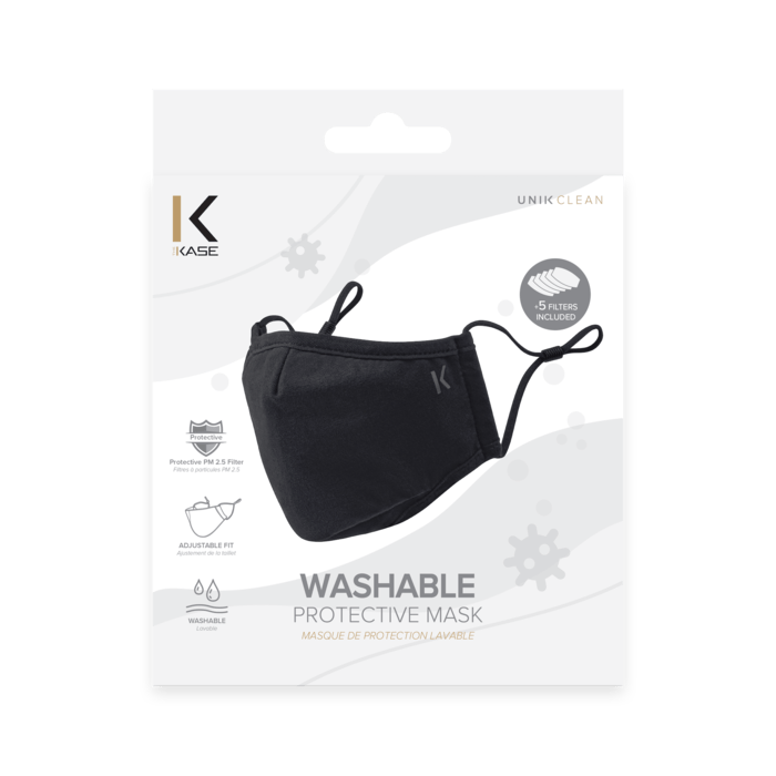 Masque de protection lavable (1 masque + 5 filtres), Noir Minuit