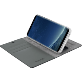 Diarycase Coque clapet en cuir v&eacute;ritable avec support aimant&eacute; pour Samsung Galaxy S8+, Noir L&eacute;zard