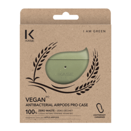 Coque antibactérienne vegan bio 100 % zéro déchet pour Apple AirPods Pro, Vert olive