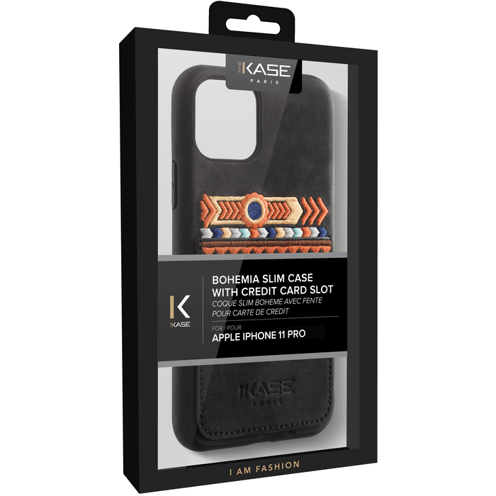 Bohemia Slim Case avec fente pour carte de crédit pour Apple iPhone 11 Pro, Noir olive