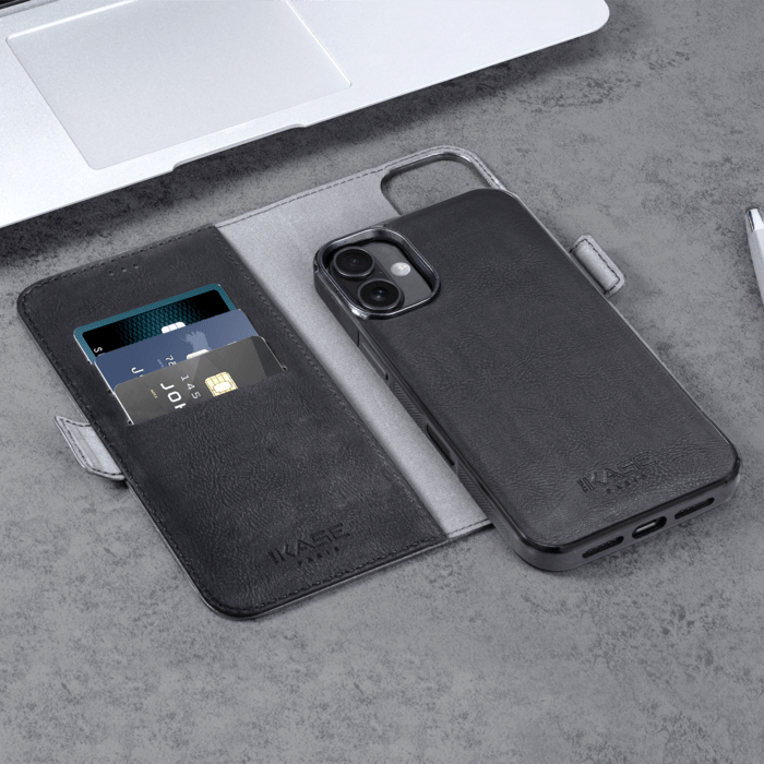 Etui & Coque robuste magn&eacute;tique 2-en-1 pour Apple iPhone 16, Noir Onyx