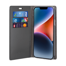 Diarycase 2.0 Coque clapet en cuir véritable avec support aimanté pour Apple  iPhone 14 Plus, Noir Minuit