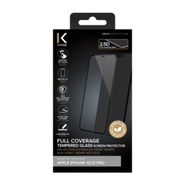 Protection d'&eacute;cran en verre tremp&eacute; (60% verre tremp&eacute; recycl&eacute;) pour Apple iPhone 12/12 Pro, Noir