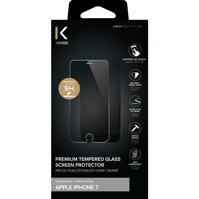 Protection d'&eacute;cran premium en verre tremp&eacute; pour Apple iPhone 7/8, Transparent