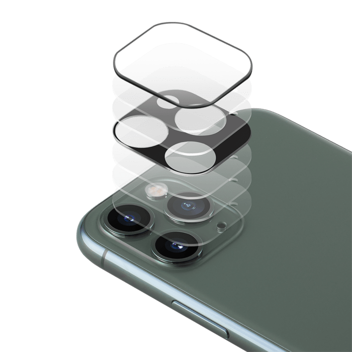 Proteggi obiettivo per fotocamera in vetro temperato di alta qualità per Apple iPhone 11 Pro, nero