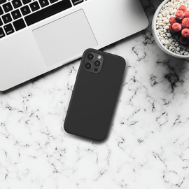 (O) Coque antichoc en gel de silicone doux pour Apple iPhone 12 Pro Max, Noir satin