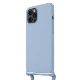Coque en gel de silicone doux en bandouli&egrave;re pour Apple iPhone 12 Pro Max, Bleu Lilas