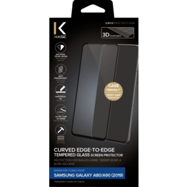 Protection d'&eacute;cran en verre tremp&eacute; Bord &agrave; Bord Incurv&eacute; pour Samsung Galaxy A80 2019, Noir