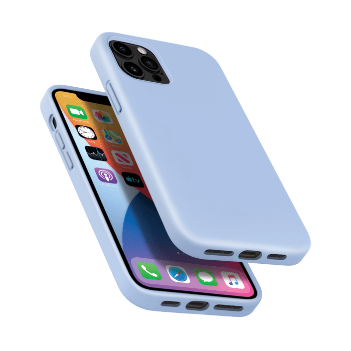 (O) Coque antichoc en gel de silicone doux pour Apple iPhone 12/12 Pro, Bleu Lilas