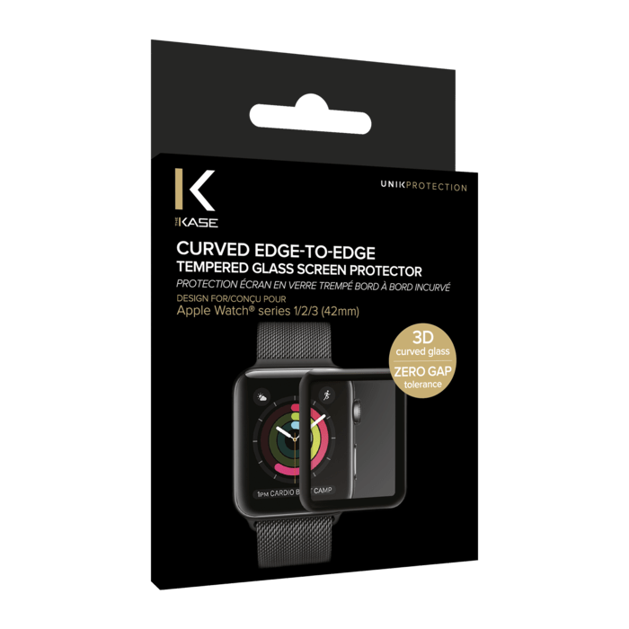 Protection d'écran en verre trempé Bord à Bord Incurvé pour Apple Watch® Series 1/2/3 42mm