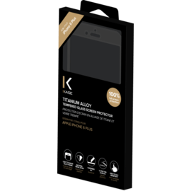 Protection d'&eacute;cran en Alliage de Titane et verre tremp&eacute; pour Apple iPhone 6 Plus/6s Plus, Noir