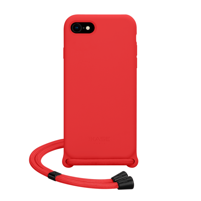 Coque en gel de silicone doux en bandoulière pour Apple iPhone 7/8/SE 2020/SE 2022, Rouge Ardent