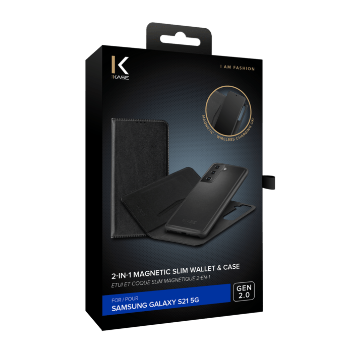 Etui et Coque slim magn&eacute;tique 2-en-1 GEN 2.0 pour Samsung Galaxy S21 5G, Noir