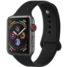 Bracelet en gel de silicone doux pour Apple Watch&reg; Series 1/2/3/4 42/44mm, Noir de jais