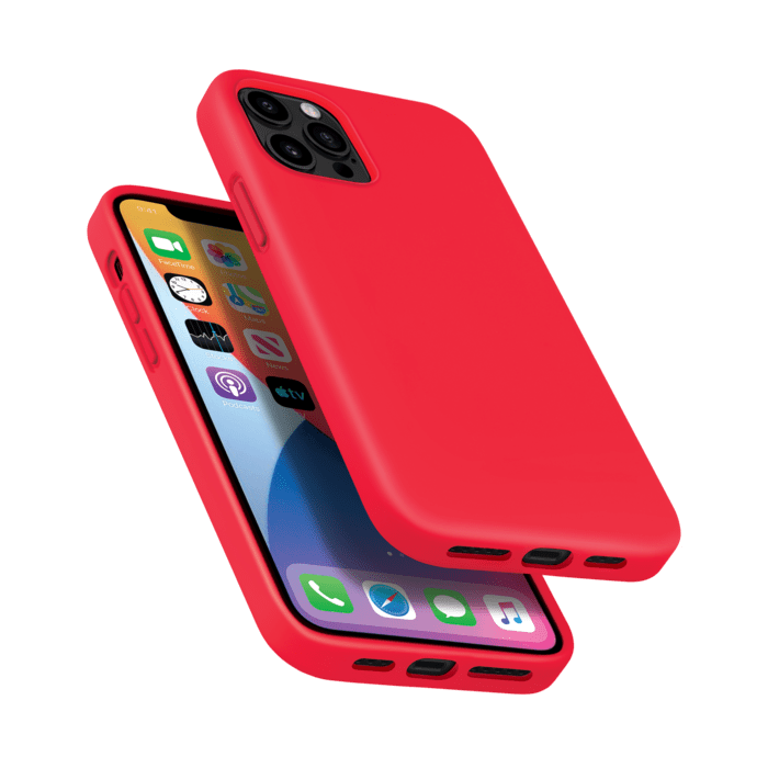 Custodia in silicone gel antiurto per Apple iPhone 12/12 Pro, rosso fuoco