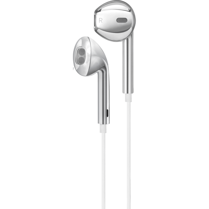 K Ecouteur avec micro et t&eacute;l&eacute;commande, Chrome Argent