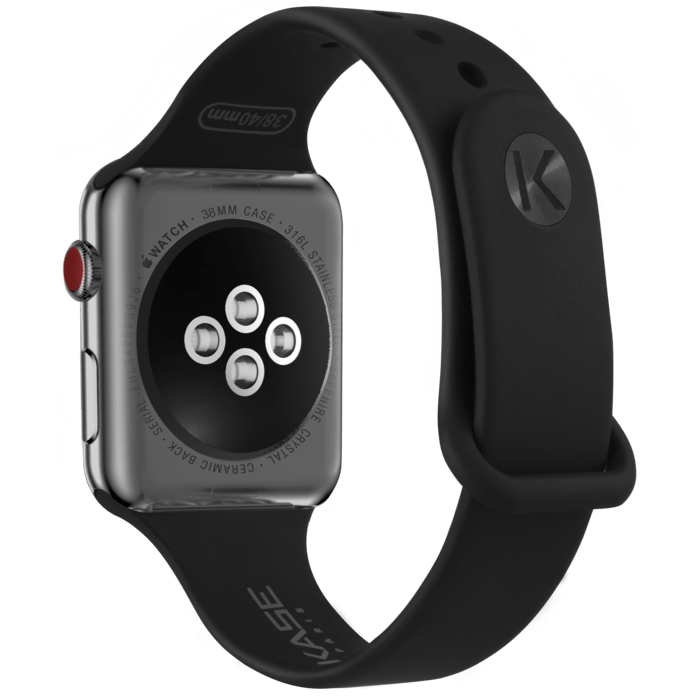 Morbido cinturino in silicone gel per Apple Watch® Series 1/2/3/4 38 / 40mm, nero Jet