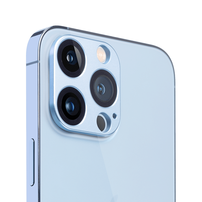 Protection en alliage métallique des objectifs photo pour Apple iPhone 13 Pro/13 Pro Max, Bleu titane
