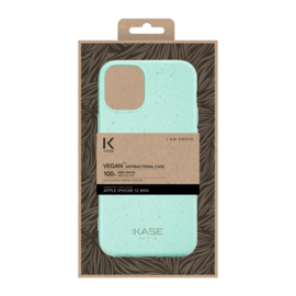 Coque antibact&eacute;rienne vegan bio 100 % z&eacute;ro d&eacute;chet pour Apple iPhone 12 mini, Vert Brumeux