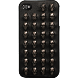 Coque pour Apple iPhone 4/4S, Noir cloutée Têtes de mort