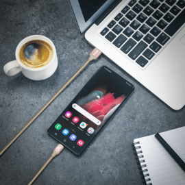 C&acirc;ble USB 3.2 Gen 2 charge rapide USB-C vers USB-A m&eacute;tallis&eacute; tress&eacute; Charge/sync (1M), Or