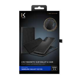 Etui et Coque slim magn&eacute;tique 2-en-1 GEN 2.0 pour Samsung Galaxy S21 5G, Noir
