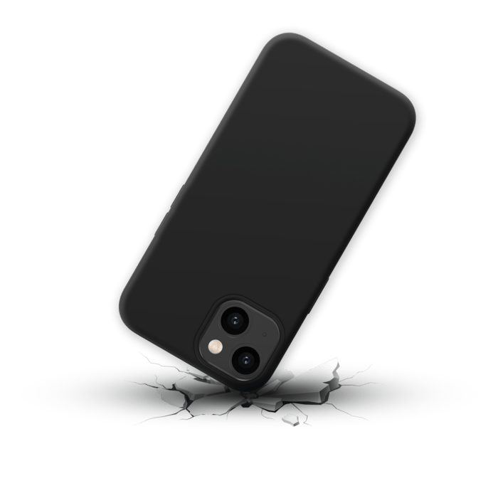 Coque antichoc en gel de silicone doux pour Apple iPhone 14, Noir satin