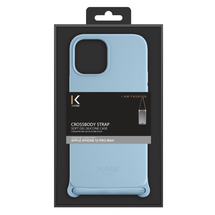 Coque en gel de silicone doux en bandouli&egrave;re pour Apple iPhone 12 Pro Max, Bleu Lilas