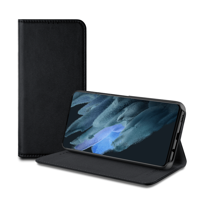 Coque clapet folio avec fente pour cartes & support pour Samsung Galaxy S21 FE 5G, Noir