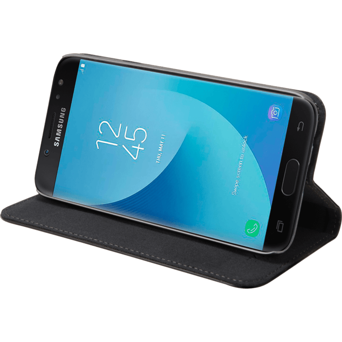 Folio Flip case avec fente pour carte et support pour Samsung Galaxy J5 (2017), Noir (UE / Asie ver - J530F / DS et J530Y / DS)