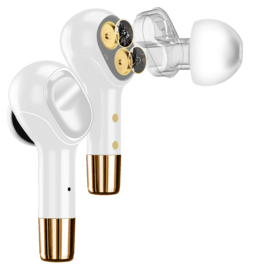 &Eacute;couteurs sans fil Sonik Pro intra-auriculaires avec bo&icirc;tier de chargement, Blanc perle