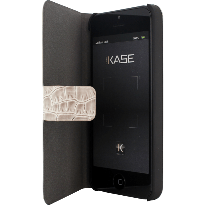 Coque Guess pour Apple iPhone 5/5s//SE, super slim folio, croco Beige