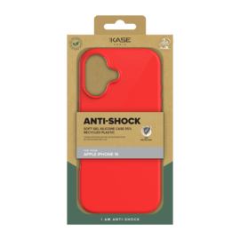Coque antichoc en gel de silicone doux pour 55% de plastique recycl&eacute; Apple iPhone 16, Rouge Ardent