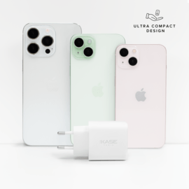 Chargeur Mural Trois Port Supreme+ Power GaN Fabriqu&eacute; Avec du 100% Plastique Recycl&eacute; - 65W (PPS), Blanc