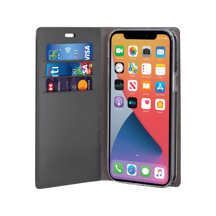 Diarycase 2.0 Coque clapet en cuir v&eacute;ritable avec support aimant&eacute; pour Apple iPhone 12 mini, Rouge Bordeaux