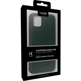 Coque en Su&egrave;de Alcantara pour Apple iPhone 11 Pro Max, Vert minuit