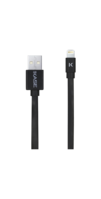 Câble Lightning Plat certifié MFi Apple vers USB (1m), Noir