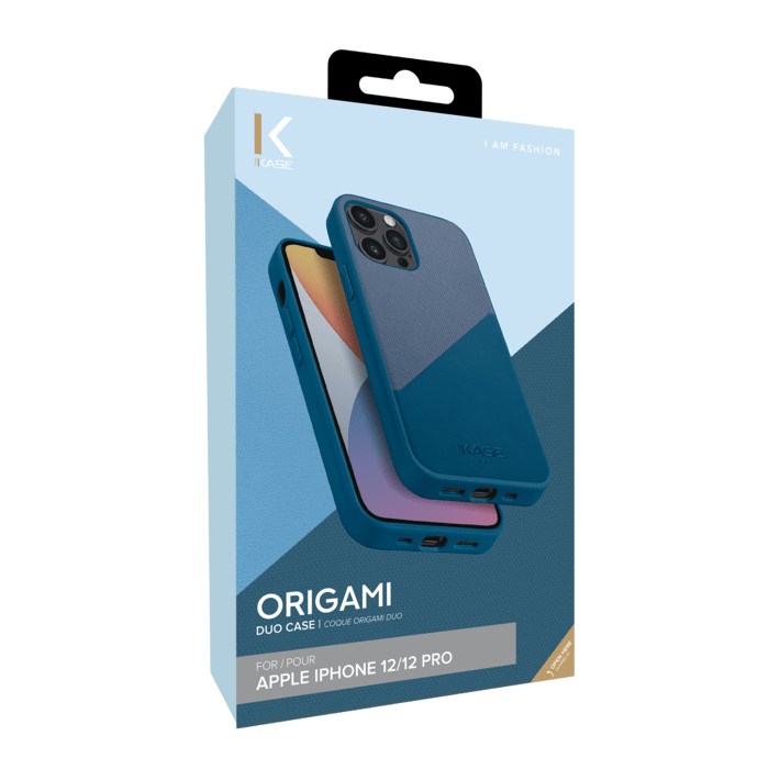 Coque Origami duo pour Apple iPhone 12/12 Pro, Bleu Égée